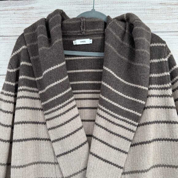 Vince Striped Brown and Tan Cardigan - Picture 3 of 11